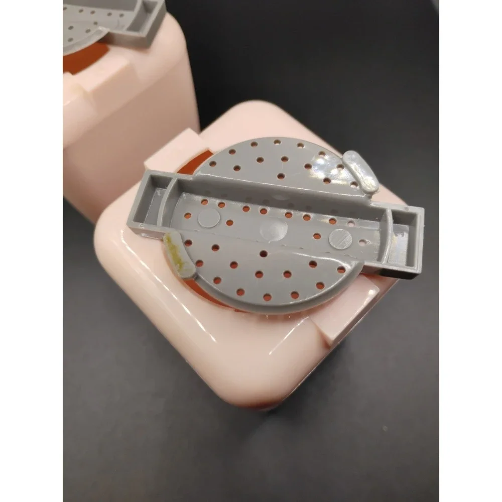 MCM Burrite Pink Salt And Pepper Shakers Square Plastic Vintage Retro #329